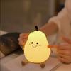 LED Pear Fruit Silicone Night Light 7 Colors Dimming Touch Cartoon Bedside Lamp Home Decoration Cute Kid Gift USB Rechargeable