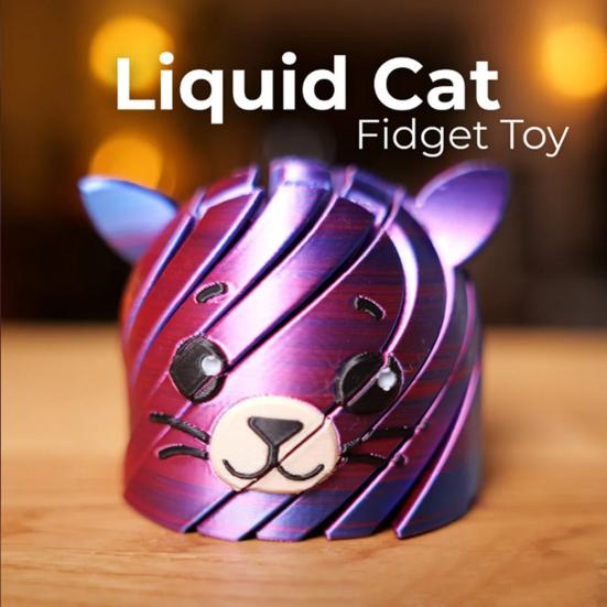 Liquid Cat Fidget Toy Anxiety Reduction Focus 3D Printed Cat Sensory Toy Home Travel Office Portable Stress Relief Flexible Cat Relaxation Toy