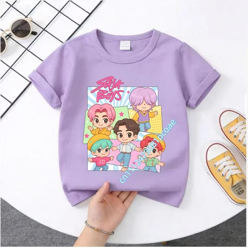 Kpop Охотники на демонов Детская футболка Женская с коротким рукавом Saja Мальчики Детская футболка Kpop Охотники на демонов Футболка Мальчики Девочки Семейная одежда