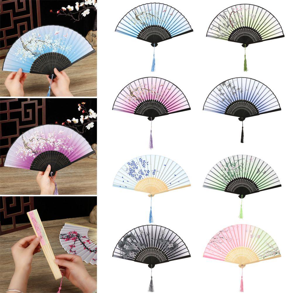 Ornaments Elegent Bamboo Folding Fan Chinese Style Painting Dance Performance Props Handheld Fan
