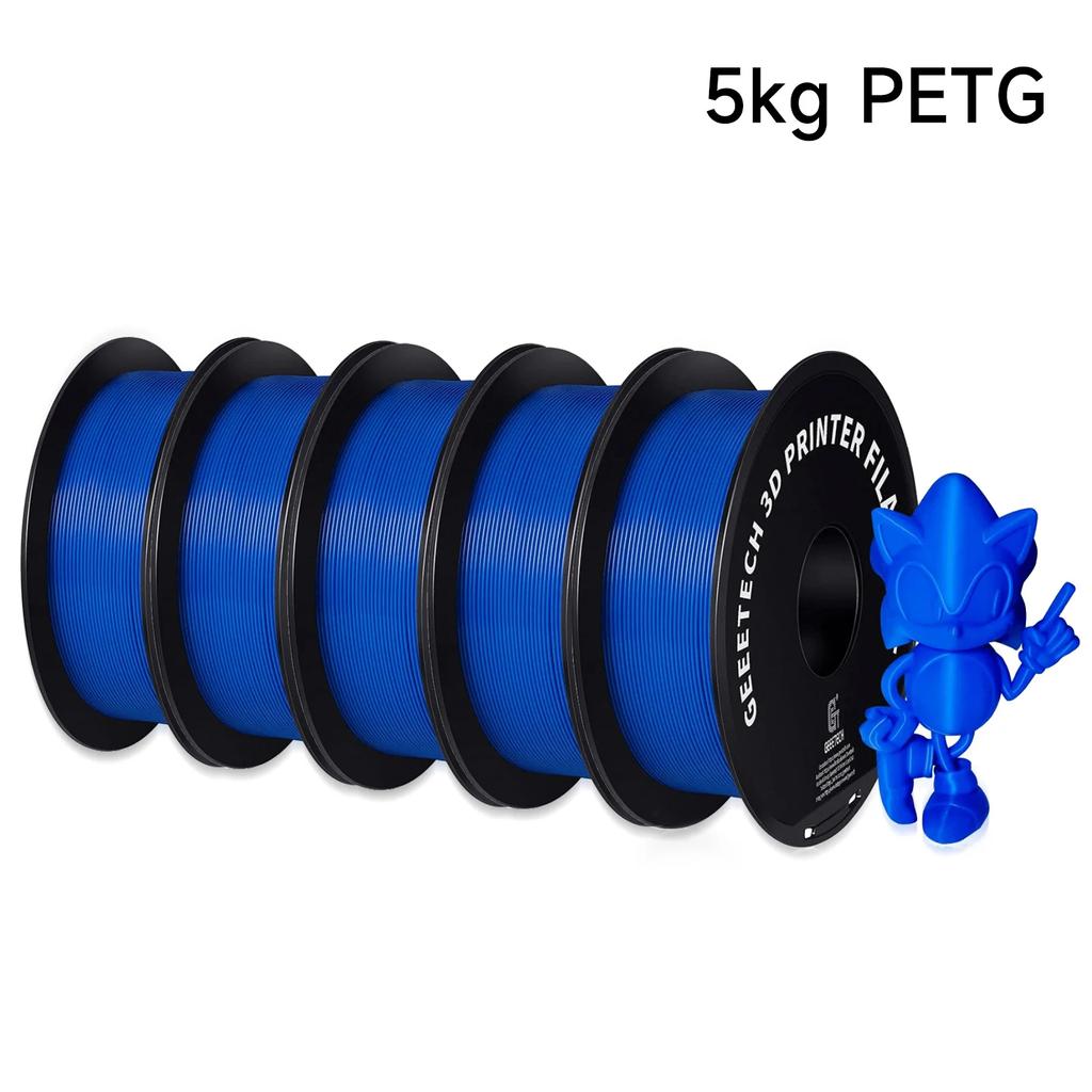 Geeetech 5KG PETG 3D Printing Filament 1.75mm High Precision, Low Warping Large Spool, Suitable for FDM 3D Printers
