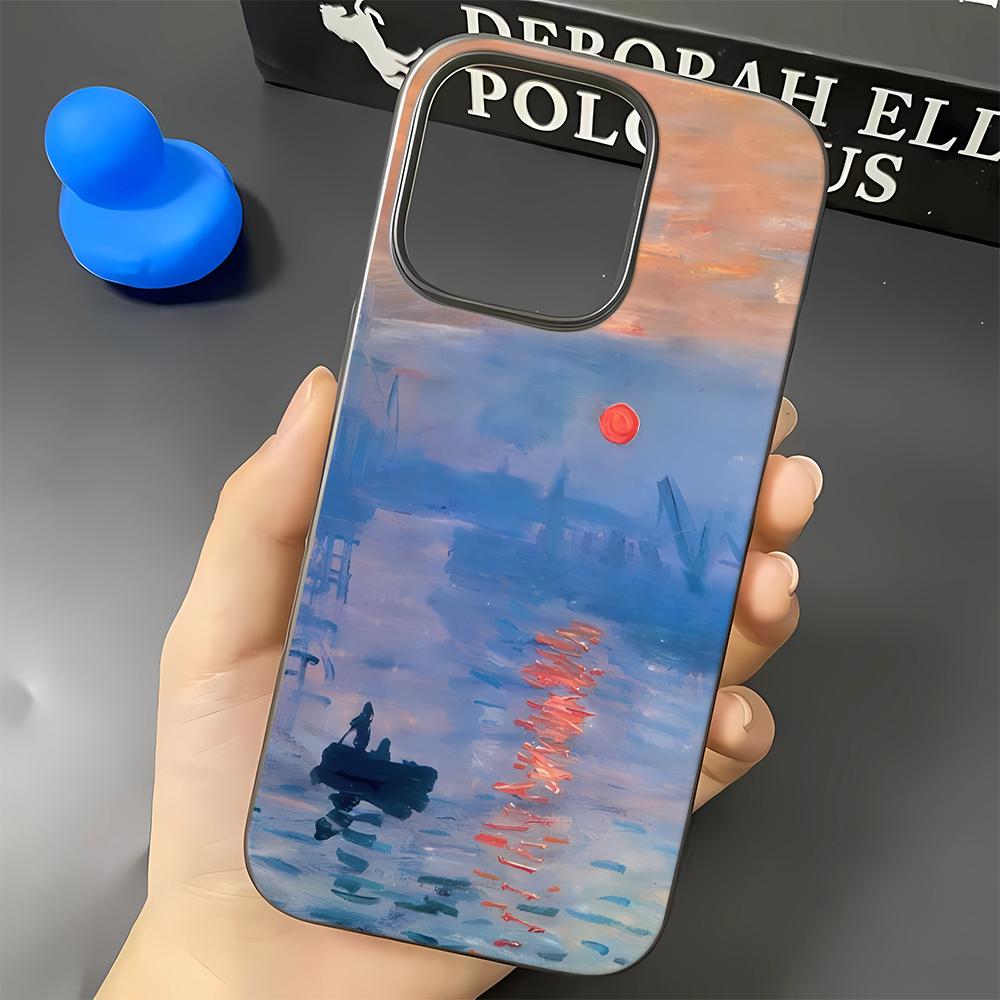 Чехол для телефона для iPhone 14 15 Plus 16 17 Air 13 12 11 Pro Max Защитный Прочный Ударопрочный Funda Закат Масляная живопись Чехол