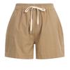 Shop   Women Waistband Pocket Vacation Shorts Khaki Pic Wpt 20651