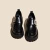 Leather Platform Loafers Women's 2025 New Velcro Versatile British Style Heightening Small Leather Shoes Spring and Autumn Single Shoes