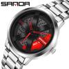 New Quartz Watch Men's Casual Personality Hollow Dial Wheel Design Watch Rotating Steel Band Men's Watch