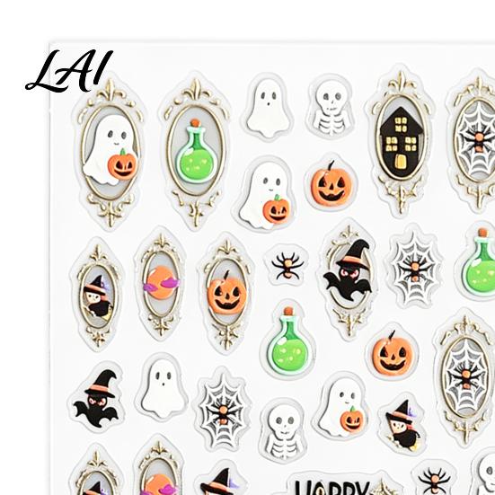 Festival Party Nail Stickers Art for Halloween Pumpkin Ghost Bat Potion Self Embellishments Adhesive Decals DIY Manicure Decoration Supplies