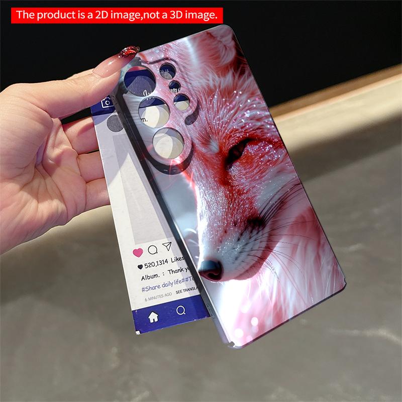 2DFlat Samsung phone case Pink Fox with Glittering Fur Close-up Applicable to Galaxy S22 S23 S24 S25ULTRA S26 A12 A13 A14 A15 A16