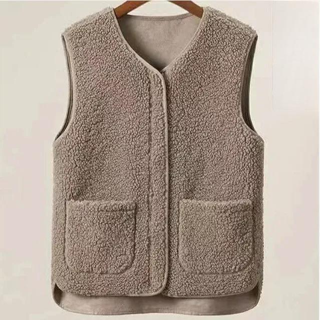 Granular Fleece Vest Vest Women's Fur One-piece Outer Wear Autumn and Winter Western Style Fashion Vest Outer Wear