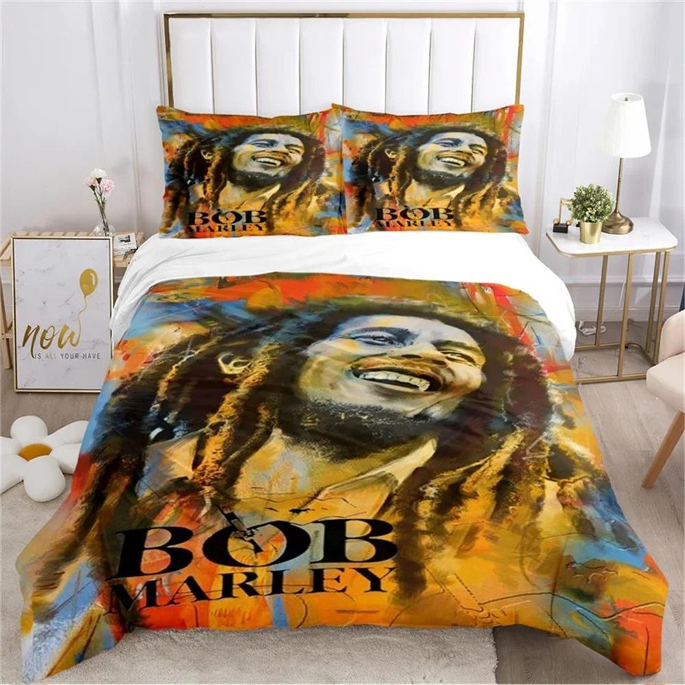 Bob Marley Lion Maple Leaf Bedding Set Soft Comforter Cover With 1/2pcs Pillow Shams For Kids Adults Microfiber Quilt Cover
