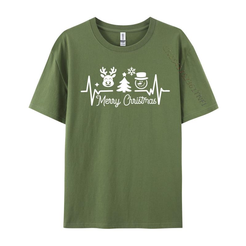 Merry Christmas Heartbeat Tee I Love Christmas Tops Shirts New Arrival Unisexs Tshirt Funny Tshirts Camisas Basicas Hombre