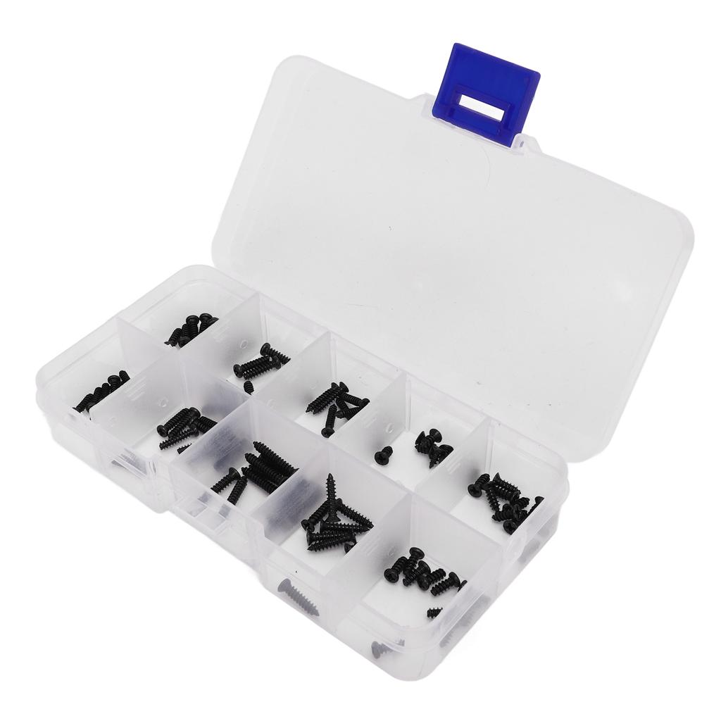 100Pcs RC Car Screws Box Set Stainless Steel RC Screws Kit for MJX 16208 16207 16210 1 16 Brushless RC Car with Box
