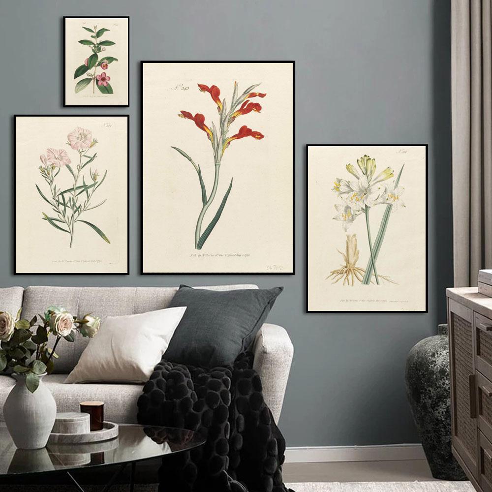 Скандинавское ретро-искусство картина на холсте с изображением растений эволюция цветов Популярная наука Плакат гостиная коридор украшение дома фреска без рамки