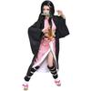 Anime Kamado Nezuko Cosplay Costume Demon Slayer Kimetsu No Yaiba Costumes Kimono Haori Wig Clogs Suit for Adult Kids Halloween