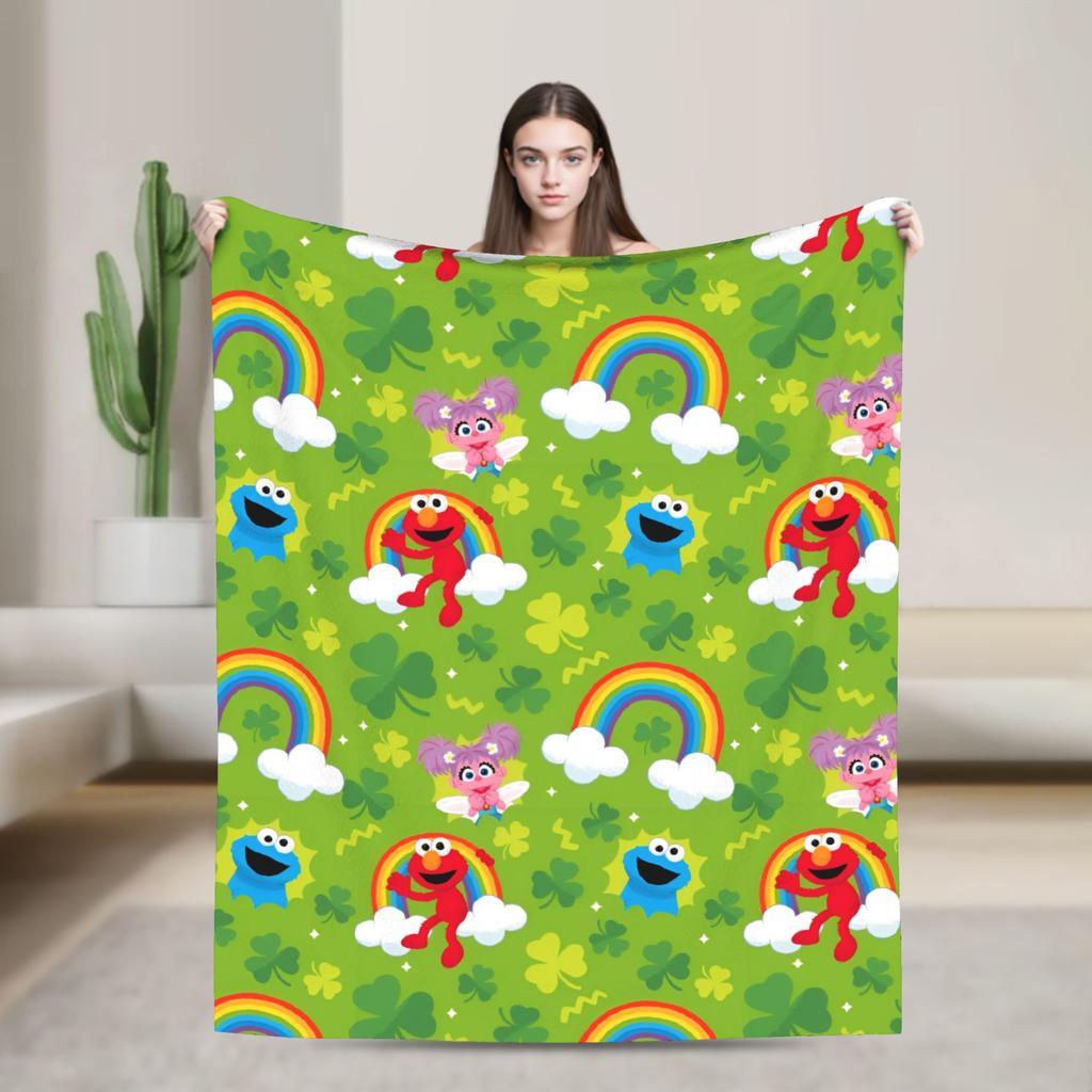 Christmas Present Pattern Blanket S-Sesames Streets Warm Soft Plush Throw Blanket For Couch Sofa Bed Flannel Bedspread Bed Cover