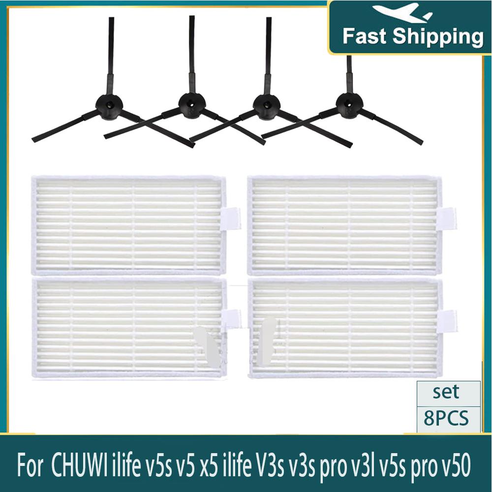 Side Brush HEPA Filter Kit for  ilife v5s v5 x5 ilife V3s v3s pro v3l v5s pro v50 Robot Vacuum Cleaner Panda x500