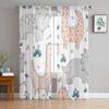 Funny Dinosaurs Tulle Curtains For Living Room Sheer Curtain Bedroom Veil Organza Decorative Window Treatments