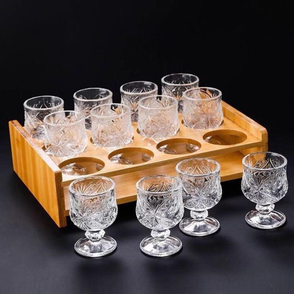 6Pcs 50ML Stemmed Shot Glasses Transparent Mini Liquor Cups New Glass Shot Glasses Home Bar