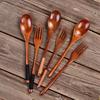 New Wooden Spoon Wooden Fork Utensil Cereal Fork Kitchen Accessories Kitchen Spoon Fork Dinnerware Cutlery Rice Soups Spoon