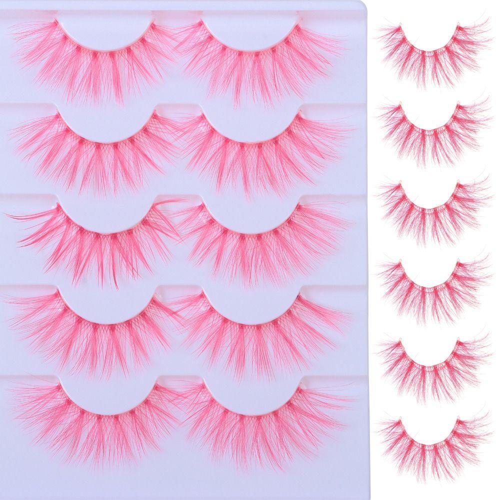 White Anime Manga Lashes Pink False Eyelashes Natural Cosplay Lashes  Women