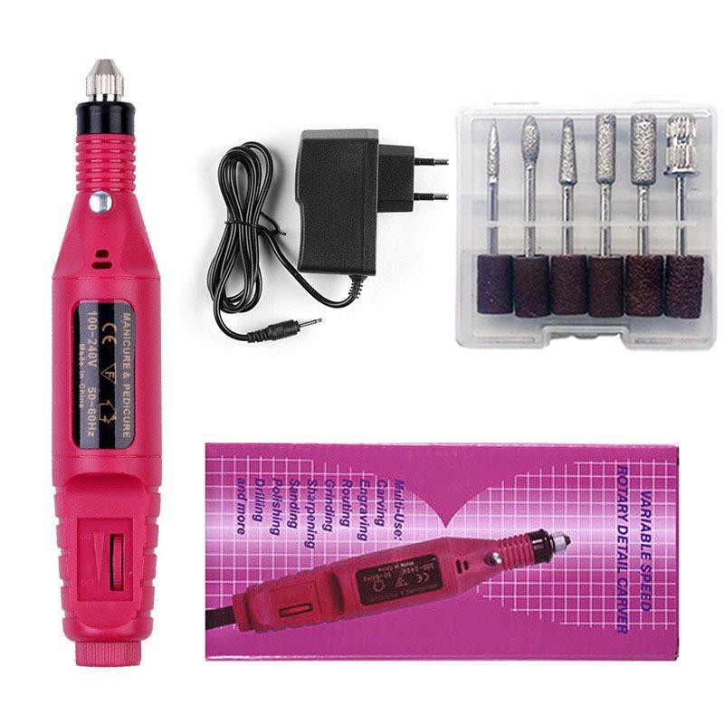 Electric Nail Drill Portable Pen-Style Nail File Mini Manicure Grinder Adjustable Speed Nail Buffer