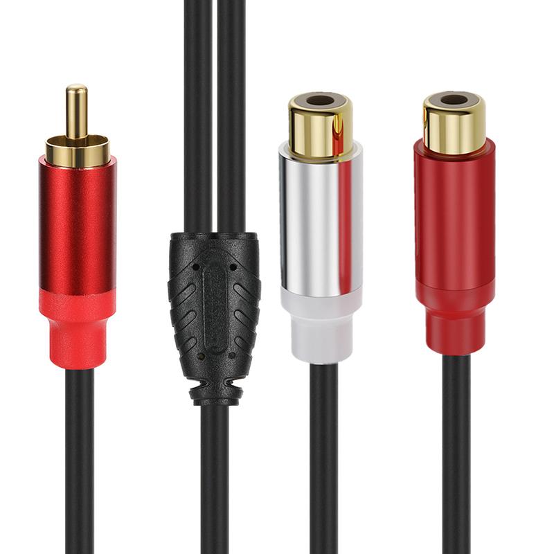 RCA Cable Splitter 1 in 2 Out Male to Female Audio Cord Plug Converter for Car Amplifier Speaker Home Theater Extend Adapter