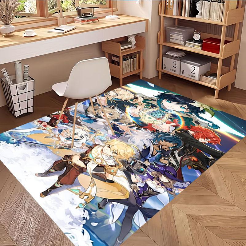 Genshin Impact Print Rug, Washable Floor Carpet, For Entryway Dorm Laundry Room Office Study, Home Decor Birthday Christmas Gift