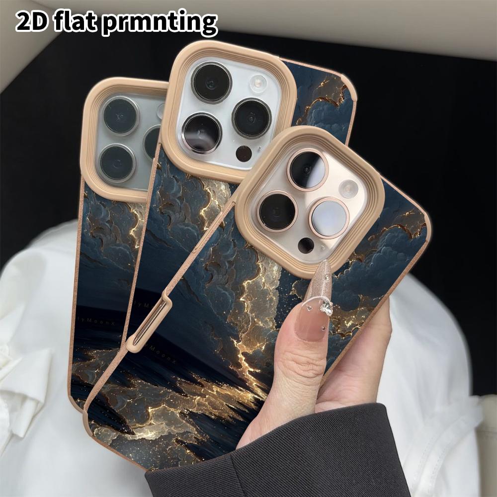 Phone Case: 2D flat lambskin suitable for iPhone 18 17 16 15 14 13 Pro protective case, moonlit night seaside, Christmas and Halloween gifts