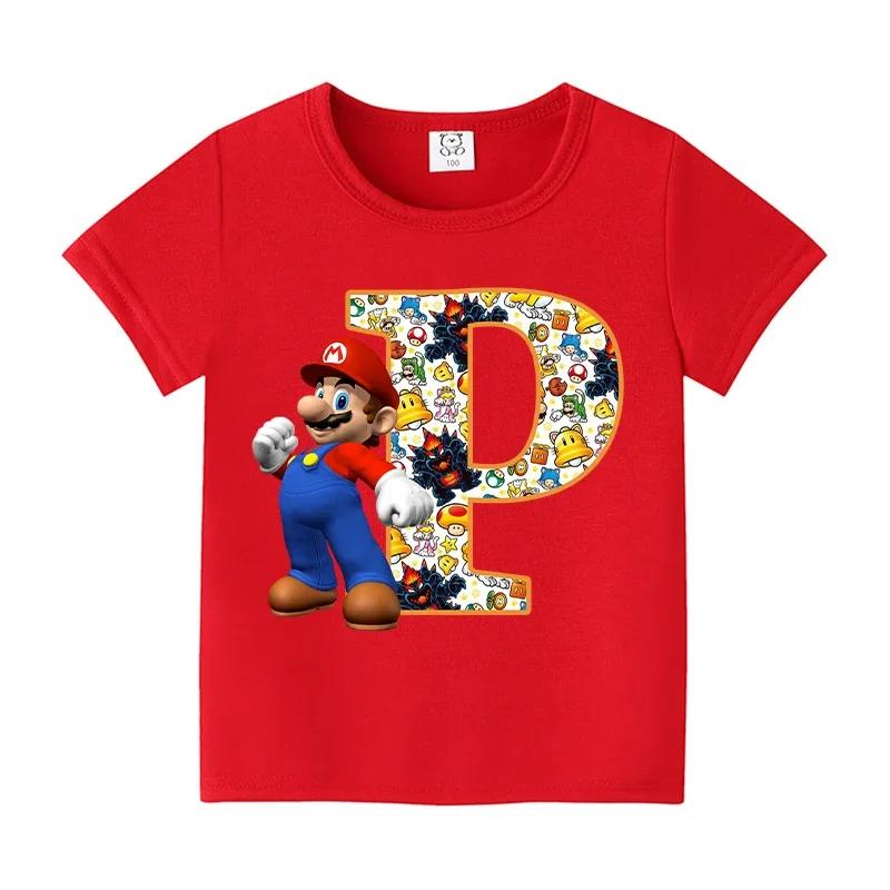 New 100%Polyester T-shirts for Children Cartoon English Letters Graphic T-shirt Boys Casual Short-sleeved Tops Kids Clothes