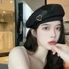 Metal Love Heart Buckle Black Berets Autumn Winter Warm Hip Hop Hats Vintage