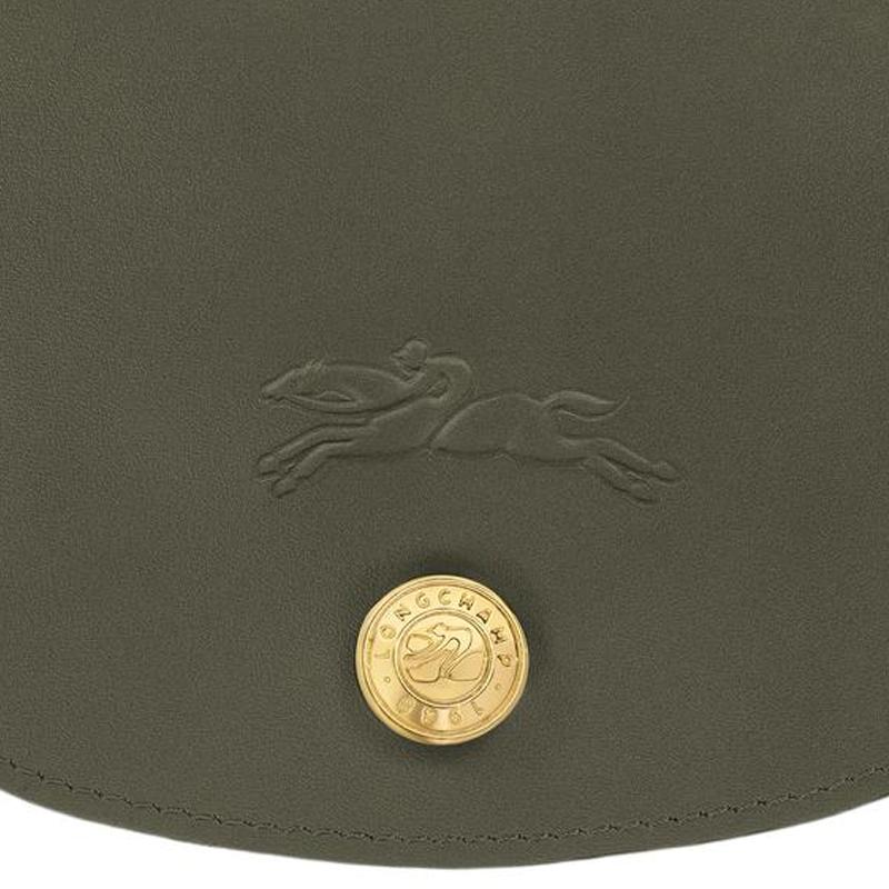 Longchamp Épure Кожаный картхолдер с тисненым логотипом Женские аксессуары Хаки 30031HFY892