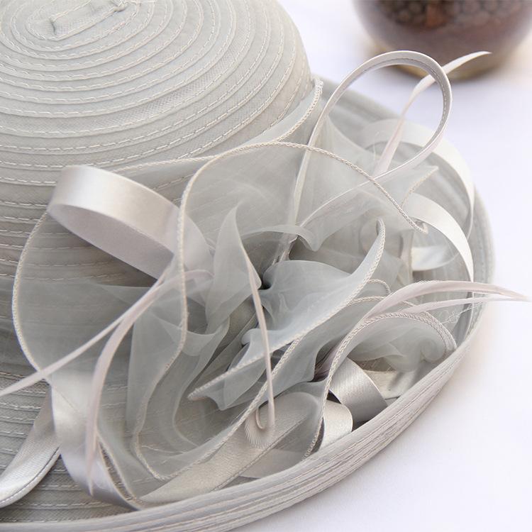 Солнцезащитная шляпа от солнца Органза Цветок Сетка Солнцезащитная шляпа Весна и Лето Складная Женская Шляпка-котелок с гофрированной тульей