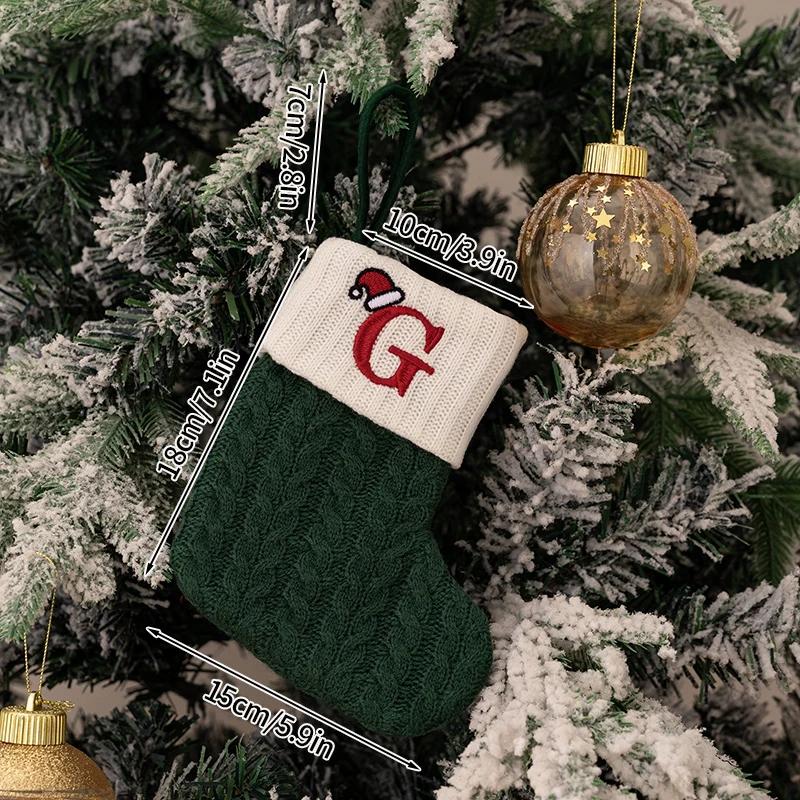 Рождественский чулок Подвеска Рождественский чулок Подарок Украшение Буква алфавита Носок 2026 Новый год Декоративный вязаный носок