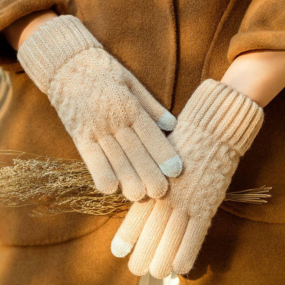Windproof Cycling Driving Gloves Touch Screen All Finger Gloves Daily Short Mittens Winter