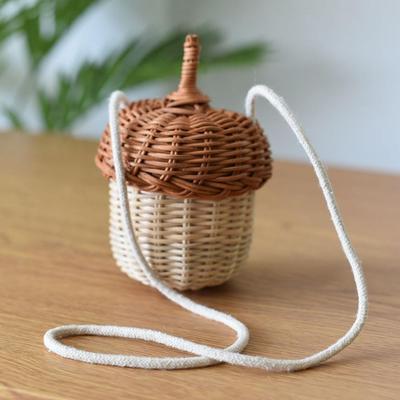Сумка из ротанга с сосновой шишкой, винтажная стильная домашняя декоративная сумка на плечо из ротанга, тканая сумка для малышей, сумка для фотосессии, подарок
