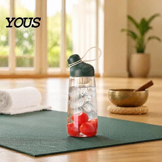Бутылка для воды с широким горлом Tritan Plastic, с герметичной крышкой, объем 600 мл, Быстрая портативная офисная кувшинчик, питьевой носик, Спортивная