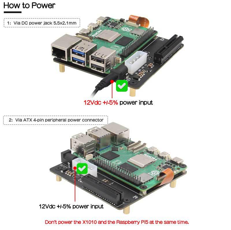X1010 Raspberry Pi 5 PCIe Expansion Board: FFC to Standard PCIe x4 Slot, Compatible with Various PCIe Components
