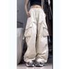 Women's Solid Color Pants Straight Wide Leg Pants Casual Loose Mid Waist Belted Trousers