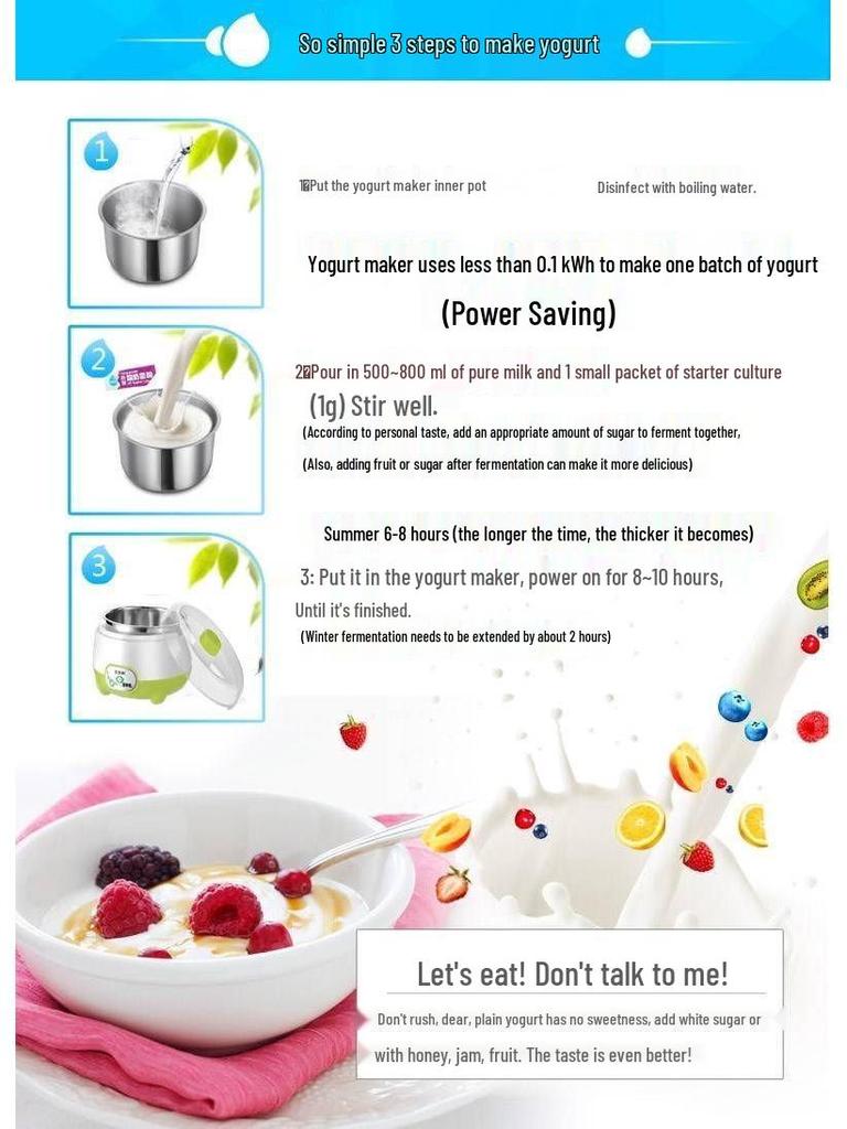 Автоматическая йогуртница, натто и рисового вина с 50 пакетиками бактериального порошка и 3 чашками - Многофункциональная бытовая мини-машина