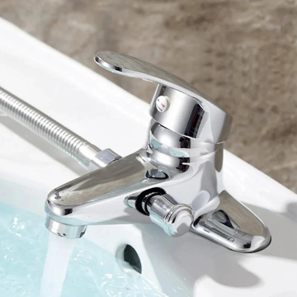 Смеситель для раковины на столешницу туалета Ванные смесители Двухвентильный смеситель для раковины Смеситель с функцией душа Аксессуары для ванной комнаты