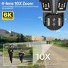 Новая IP-камера EU 6K HD WIFI 16MP 10-кратный гибридный зум PTZ-камера с автоматическим отслеживанием Уличная камера с четырьмя объективами и тройным экраном Камера безопасности Домашний регистратор безопасности