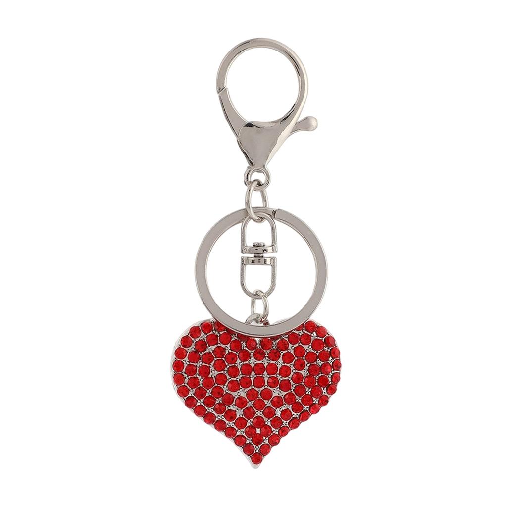 Sparkling Heart Keychain With Full Rhinestone Elegant Design Alloy Keyring Pendant For Gifts And Daily Use