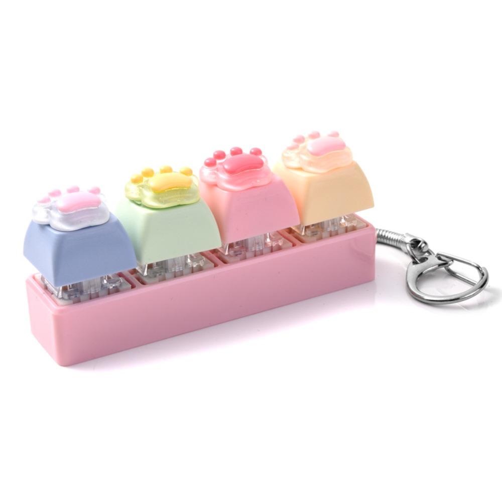 Colorful Design Cat Paw Squishy Keychain Smooth Texture KeyCap Keychain Fun Play