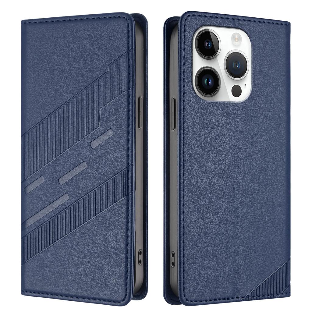 For iPhone 14 Pro Phone Cases Punk Style Imprinted Wallet Stand Leather Cover