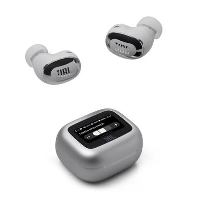 Наушники JBL LIVE BUDS 3 с дисплеем Smart Touch, совместимы с высоким разрешением, шумоподавлением, динамическим драйвером 10 мм (Серебряный)