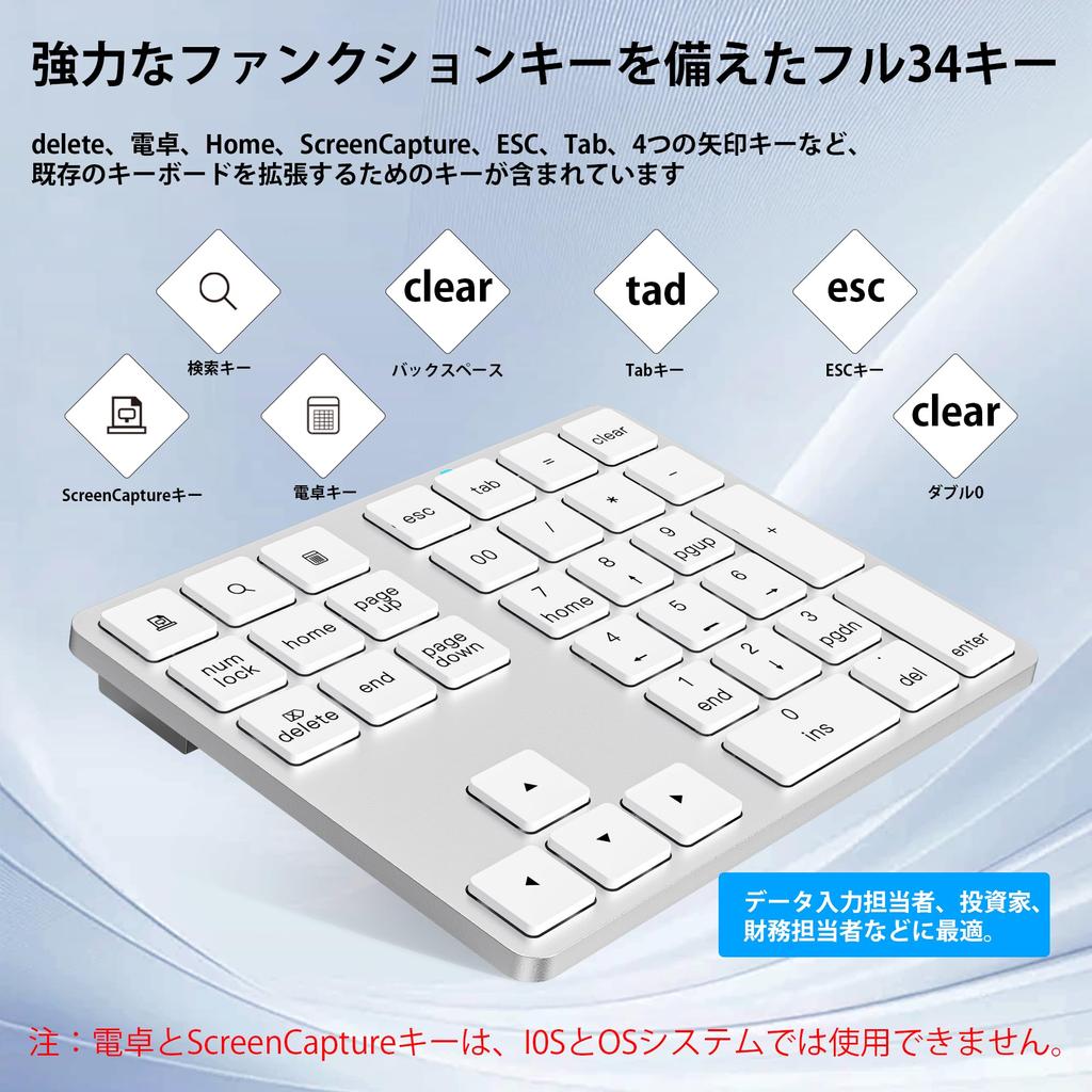 Проводная тонкая цифровая клавиатура на 34 клавиши для Mac с клавишей Tab, цифровая клавиатура пантограф, мини-клавиатура с хабом, оснащенная 2 USB-портами и 1 USB