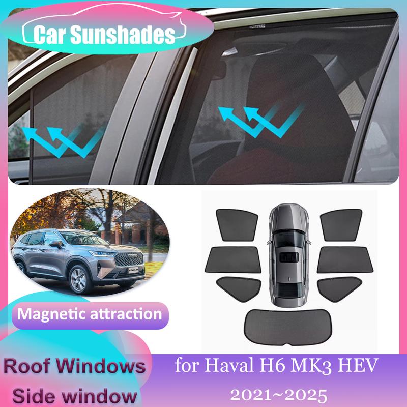 Car Magnetic Sunshades for Haval H6 MK3 HEV ~2025 Roof Windows Sun Visor Windshield Pad Curtain Sunroof Cover Accessories