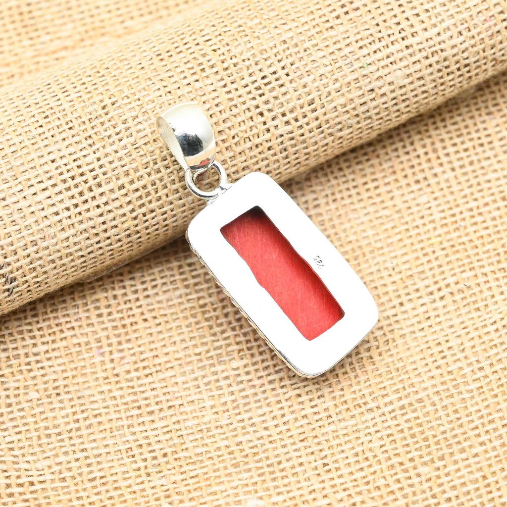 Ювелирный кулон ручной работы из стерлингового серебра 925 пробы с красным кораллом и драгоценным камнем для женщин