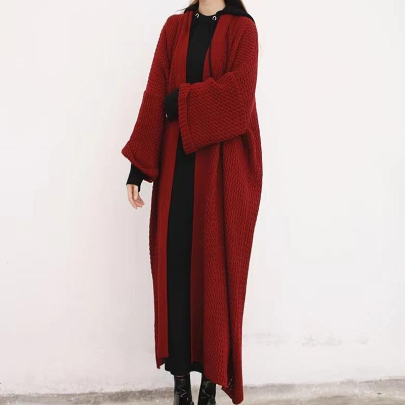 Осень/зима Элегантная Мода Вязаный Кардиган Длинный Свитер Женские Пальто Новые Свободные Повседневные V-образный вырез Куртки Офисные Пальто с длинным рукавом Рубашка Одежда