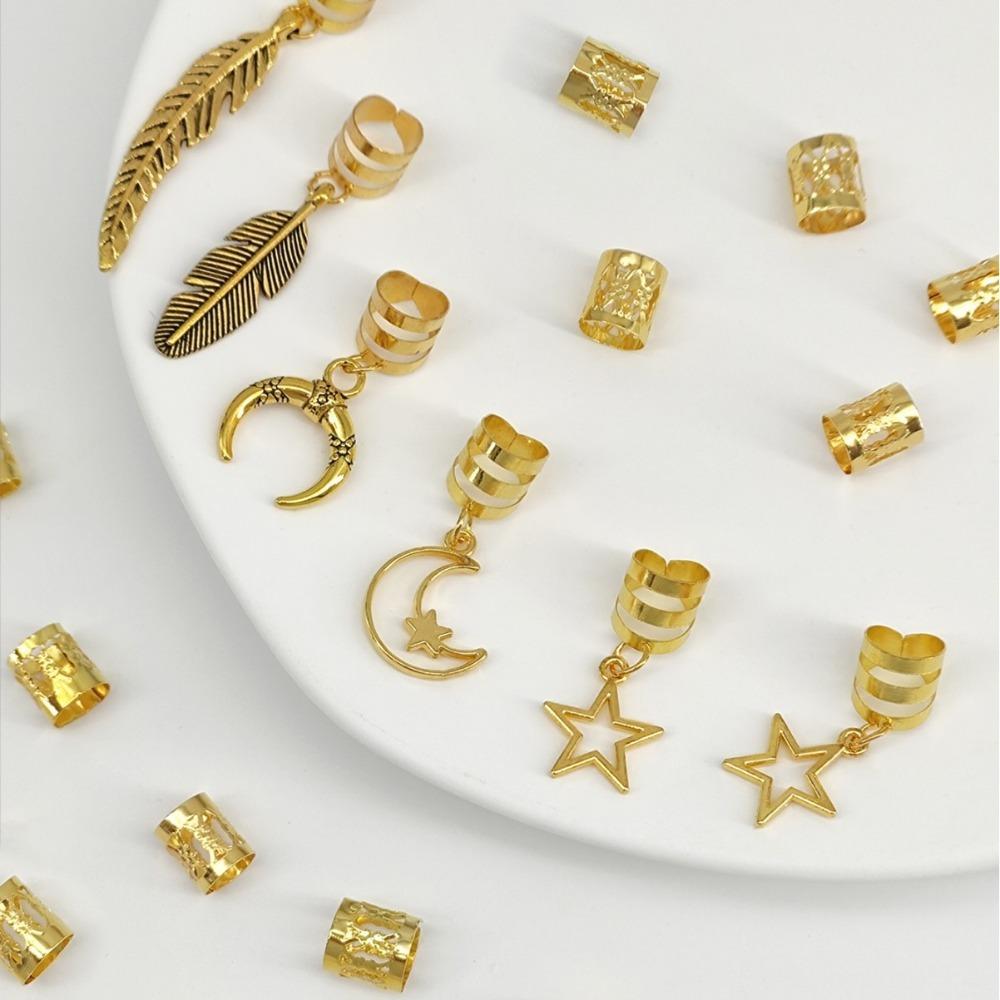 26pcs Dread Locks Hollow Out Hair Ring Metal Cuff Clips Hair Braid Tubes for Braids