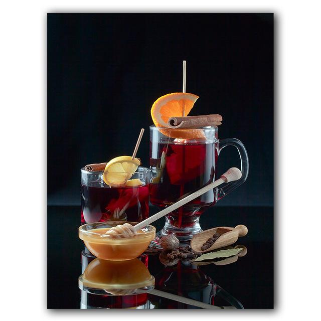 Скандинавское современное искусство, оранжевые фрукты, красное вино, коктейльные постеры, настенные панно на холсте, картина для кухни, комнаты, украшение дома